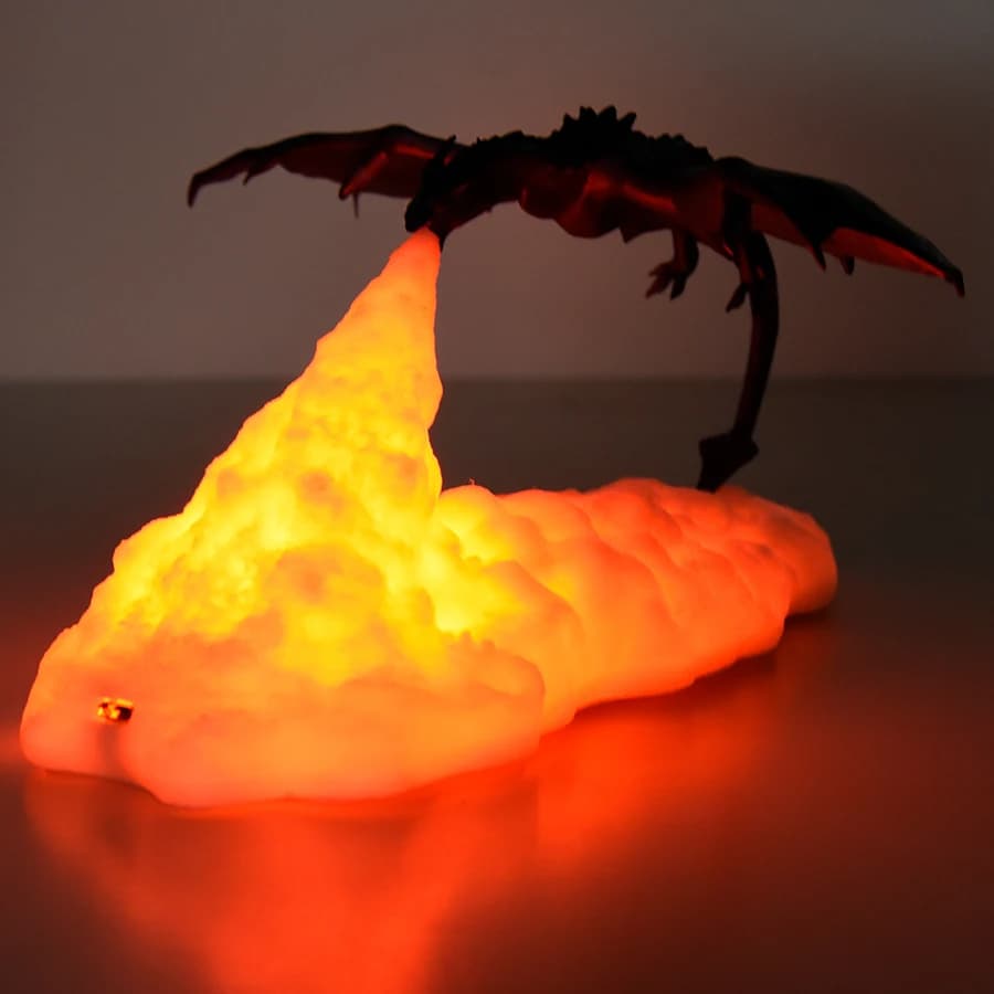 Lampka nocna Lecący smok z chmurą ognia